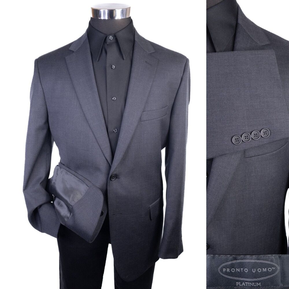 PRONTO UOMO Sport Coat Blazer Sz 44R Gray Wool Blend Casual Suit Jacket EUC